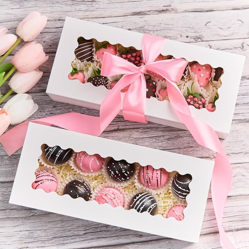 Kucoele 30 PCS Cookie Boxes with Window, 12.5 x 5.5 x 2.5 Inches Bakery Boxes gallery