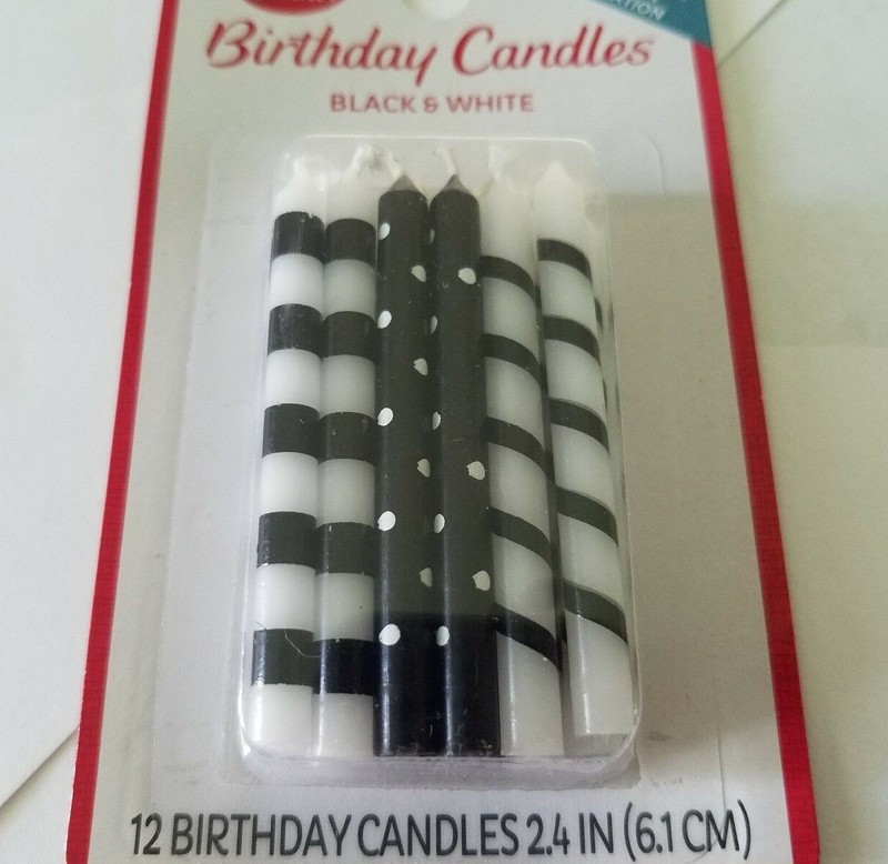 Betty Crocker Black & White Birthday Candles 12 Count New 2.4" gallery