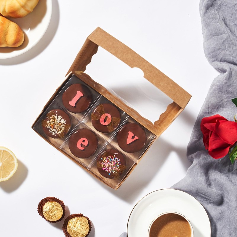 20pcs 7x4.33x1.5 Inch Borwn Cookies Boxes with Window Bakery Boxes Macaron Bo... gallery