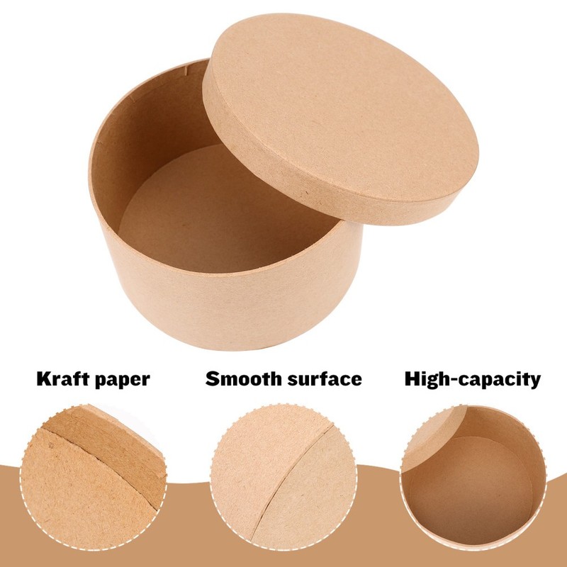 1 Set Round Kraft Paper Box Cookie Paper Container Cake Container Cupcake Box gallery