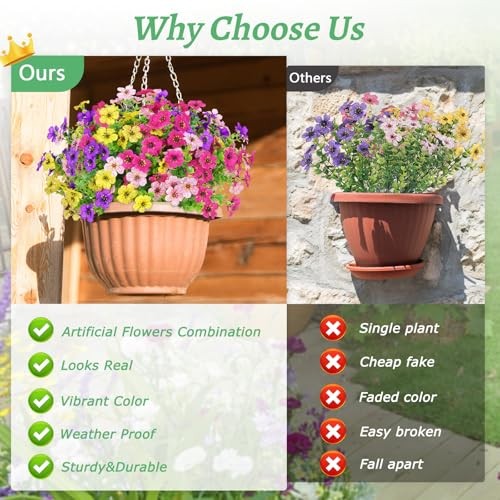 Artificial Flowers for Outdoors, 18 Bundles Mixed Colors 18 Pack Mixed Color 2 gallery