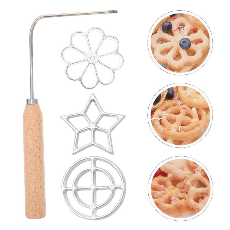1 PCS Rosette Iron Molds Set Bunuelos Mold Handle Lotus Flower Cookie Alloy gallery