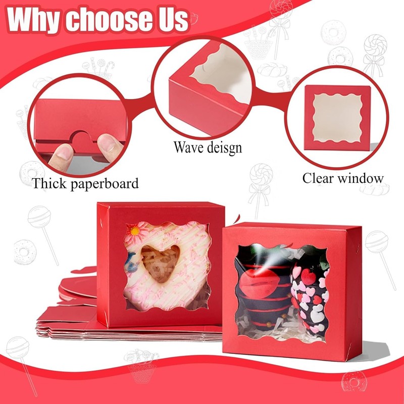 3¼" x 3¼" x 1½" 50PCS Chocolate Truffle Red Boxes 4，Cookies Boxes Soap Boxes gallery