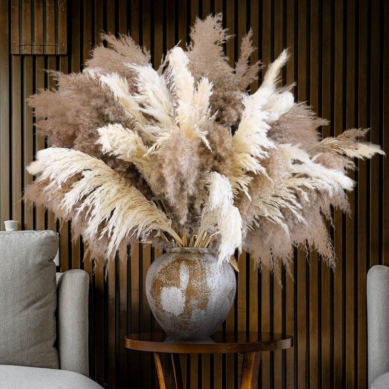 40 PCS Nature Pampas Grass Bouquet Decor - Boho Flowers and 40-Nature, Brown gallery