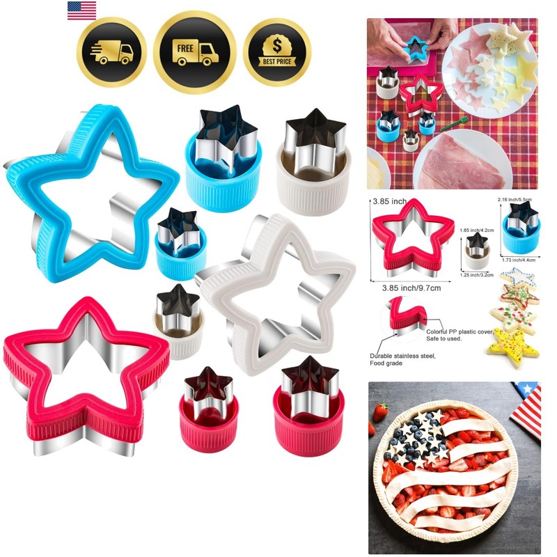 Star Cookie Cutters Set 9 Pieces Shaped Biscuit Fondant Cake Cheese Molds