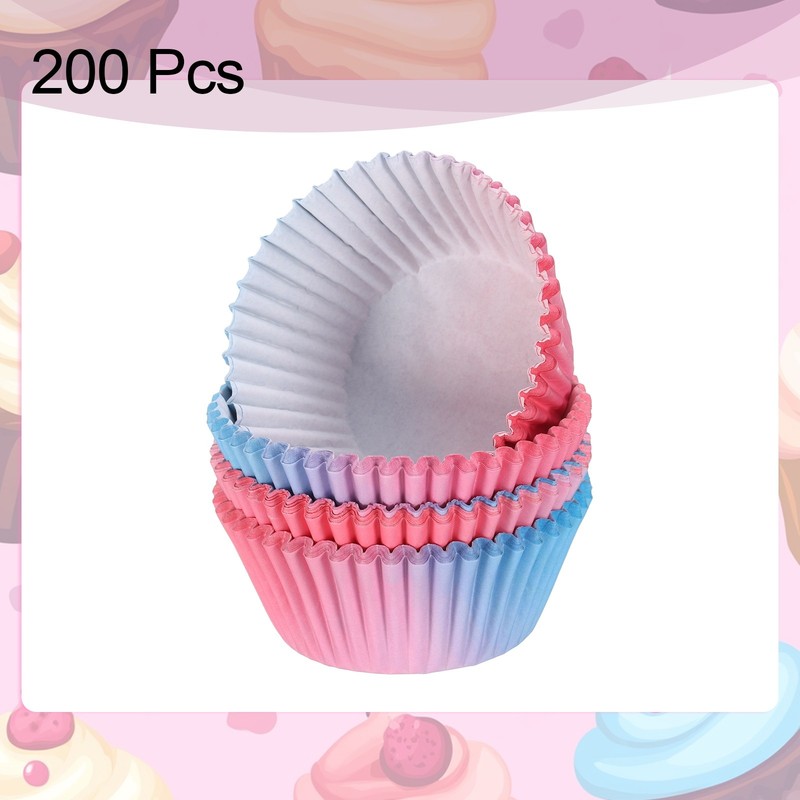 200 Count Cupcake Liners Cupcake Cups Standard Size Pink Blue Gradient gallery