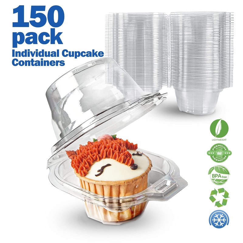IHONGBEI Individual Cupcake Containers Stackable Single Compartment Cupcake D... gallery