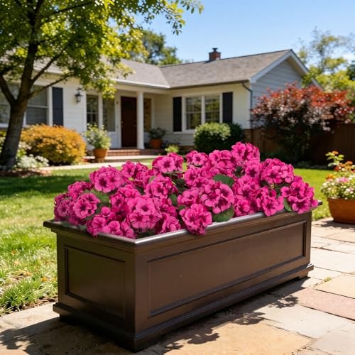 8 Pcs 17" Artificial Geranium Flowers for Outdoors, Fake Silk Flowers Fuchsia gallery