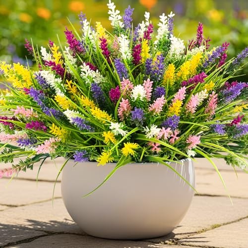 Artificial Plants Outdoor Fake Monkey Grass with Flowers 10 Bundles Mix Color gallery