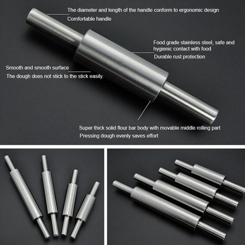 Stainless Rolling Pin Non-stick Pastry Dough Roller Baking Kitchen Tools gallery