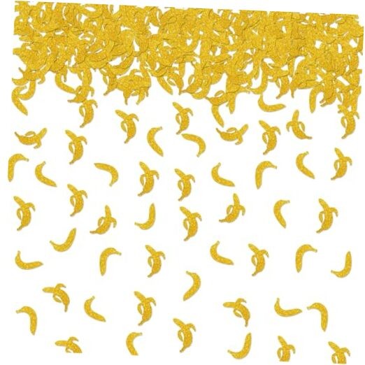 100pcs Banana Confetti, Gold Glitter Banana Table Confetti for Baby Shower,