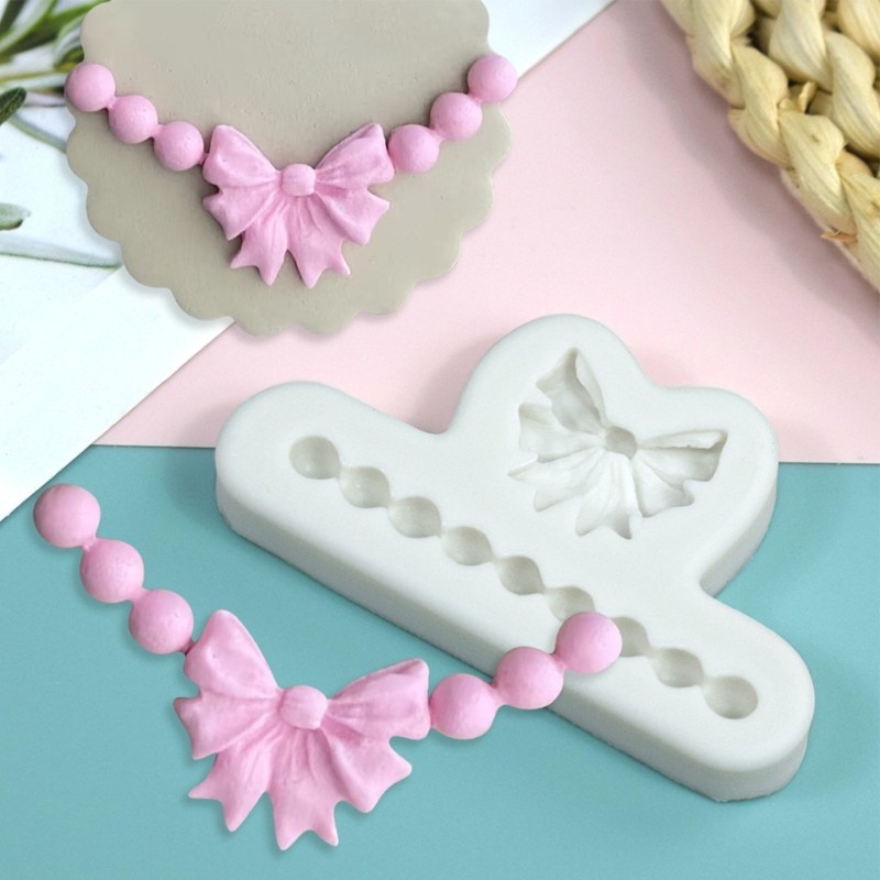 Bowknot Pearl Necklace Shape Silicone Material Household Baking Mold Baking Tool gallery