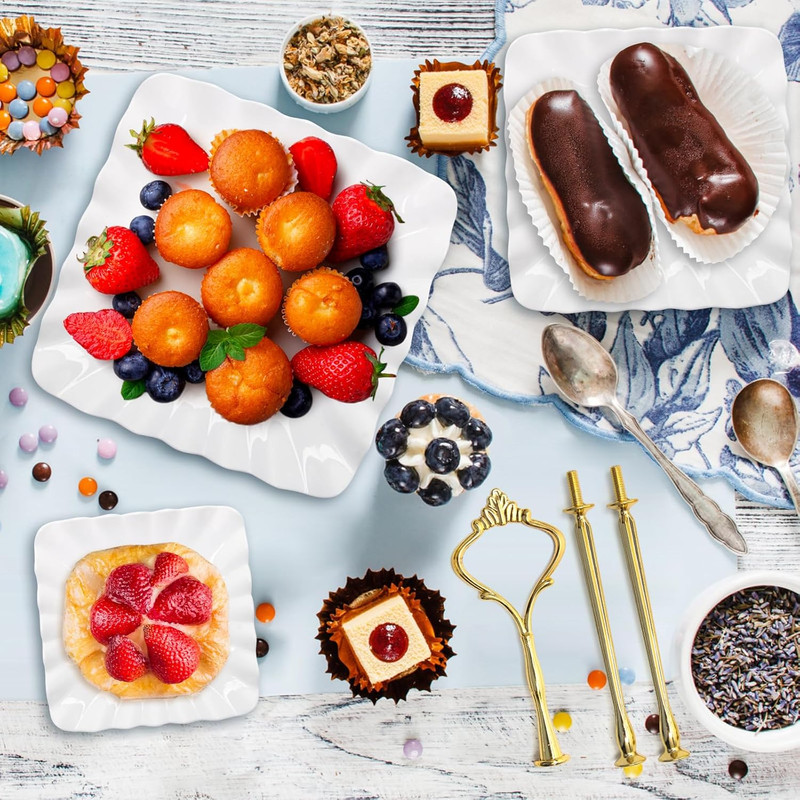 3 Tier Cupcake Stand, Plastic Tiered Serving Stand, Square Dessert Tray for Tea gallery