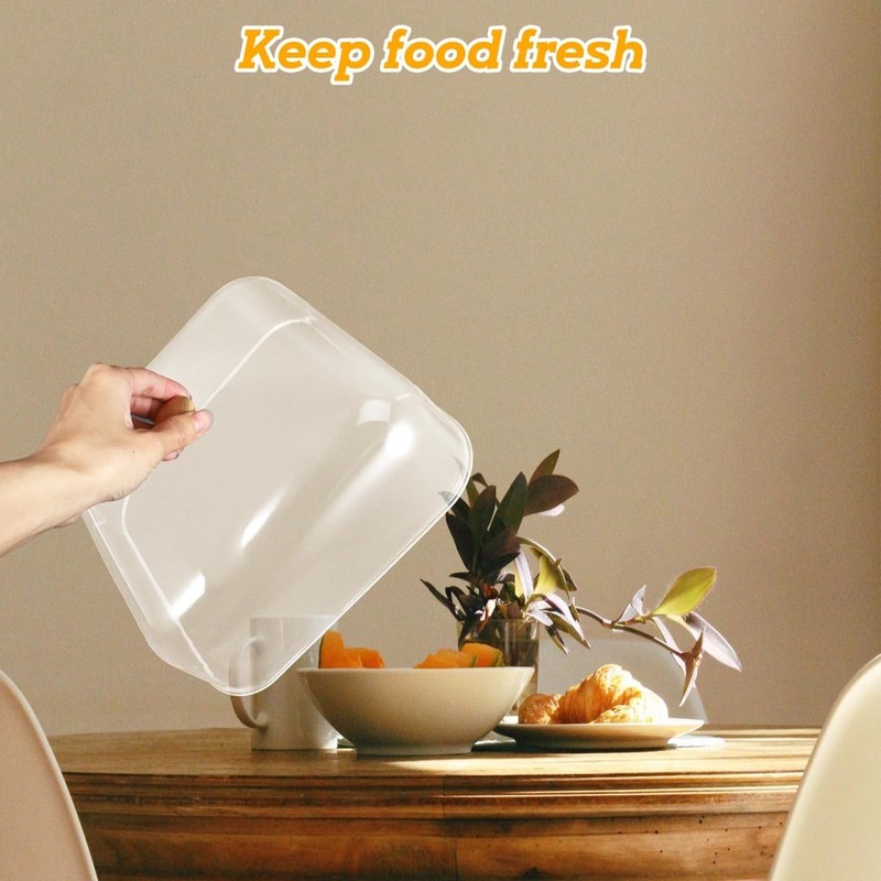 Cake Cover Lid: Square Clear Food Plate Tray Platter Cover Bread Dessert Dish gallery