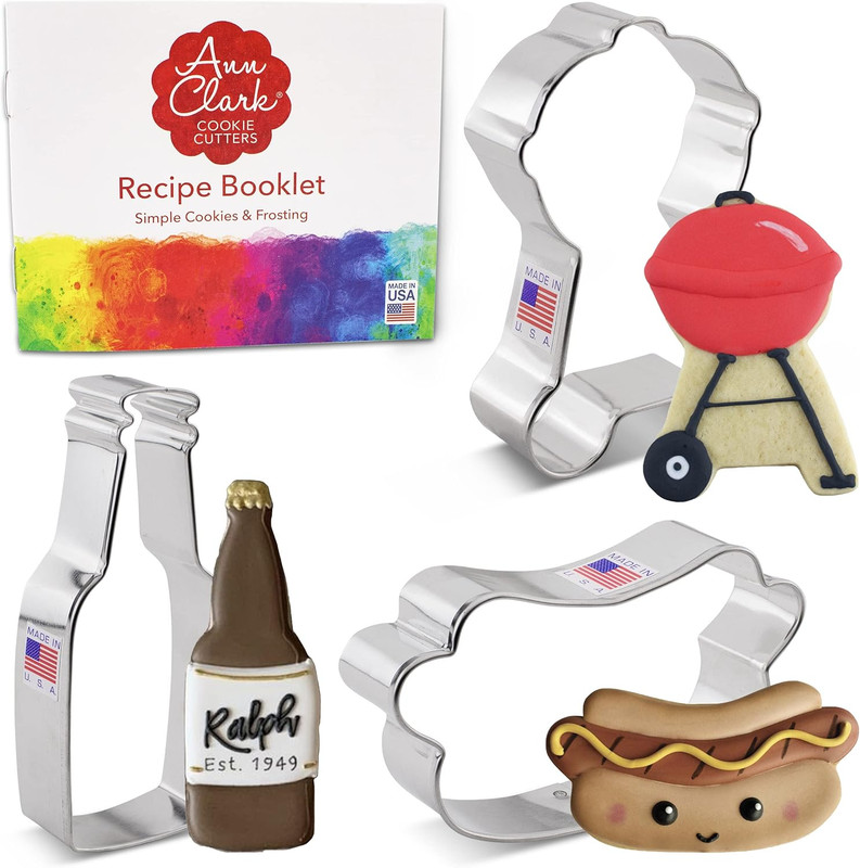 Ann Clark Father’s Day BBQ Grill & Hot Dog Baking Cookie Cutters, 3-Pc Set