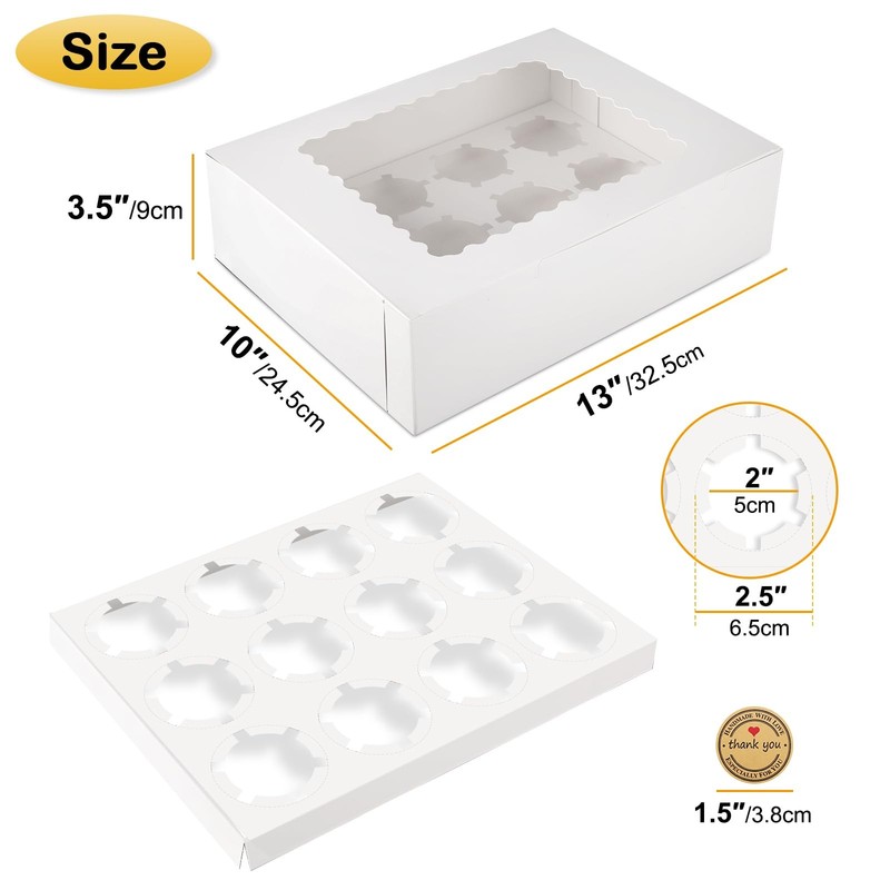 16 Sets of 12-Count White Cupcake Boxes with Window and Insert, 13x10x3.5 Inc... gallery
