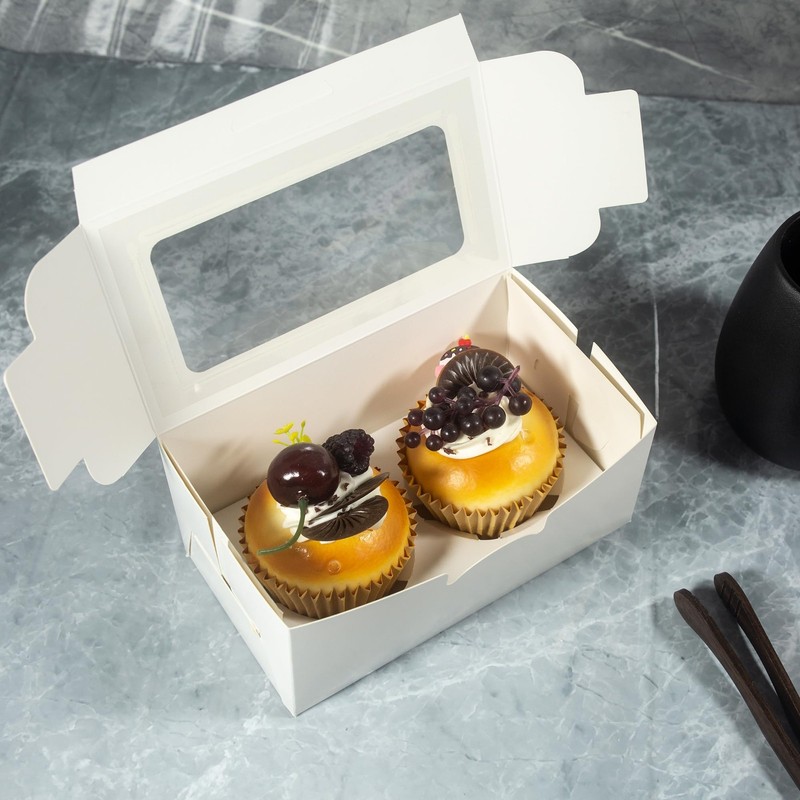 White Cupcake Boxes, Premium Sturdy Cupcake Carriers with Inserts and Clear W... gallery