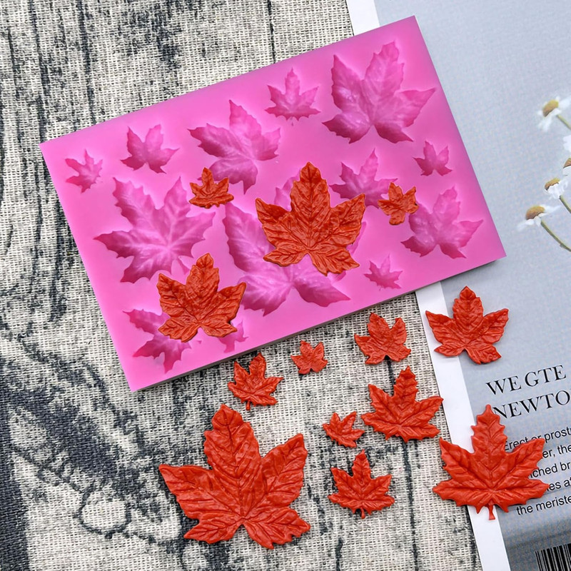 2 PCS Maple Leaf Silicone Mold Fondant Mold, Resin Sugarcraft Mold for Cupcake C gallery