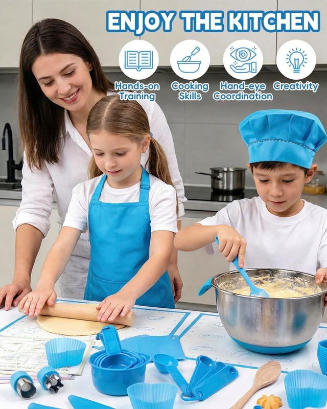Kids Baking Set, Food-Grade Cooking Kit for Kids Ages 6 to 12, Kitchen Utensils gallery