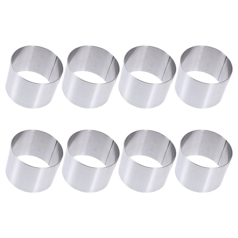 8Pcs Round Cake Mold Set Stainless Steel Non Stick Baking Plates for Kitchen Use gallery