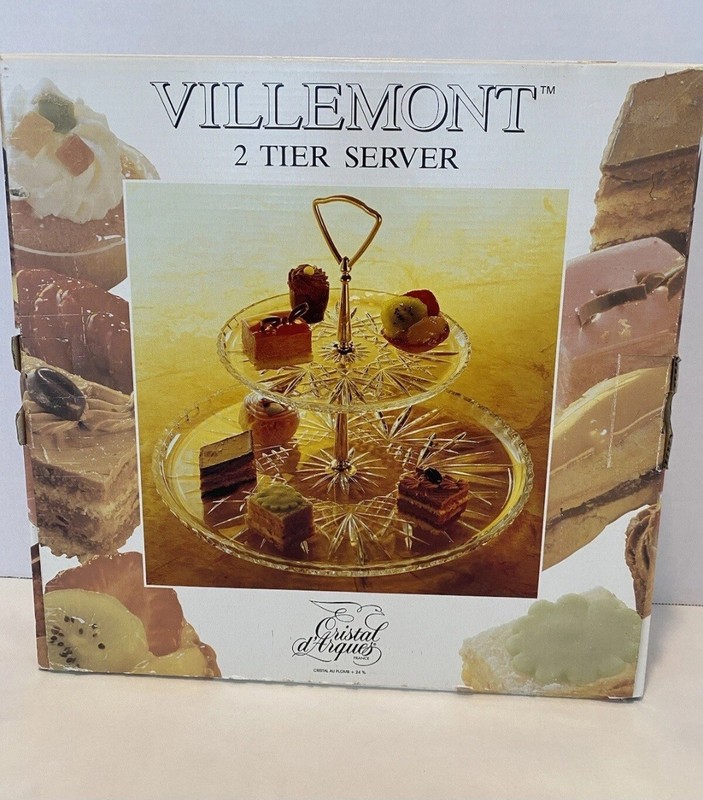 New in box. crystal 2 tier server Tray Crystal d’Arques design