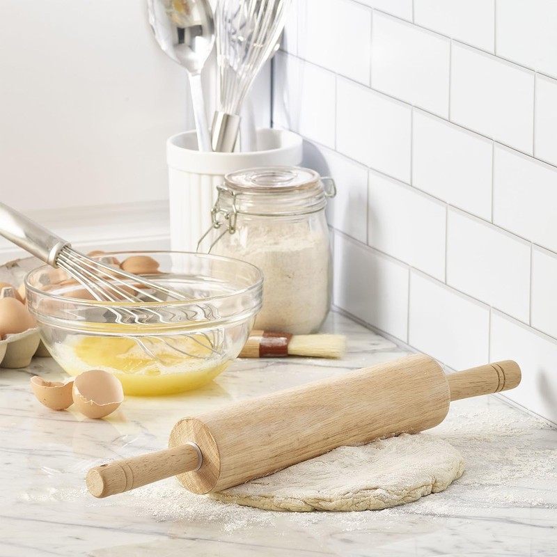 Classic Wood Rolling Pin, 18-Inch Hardwood Dough Roller for Baking Pizza, Pies,, gallery