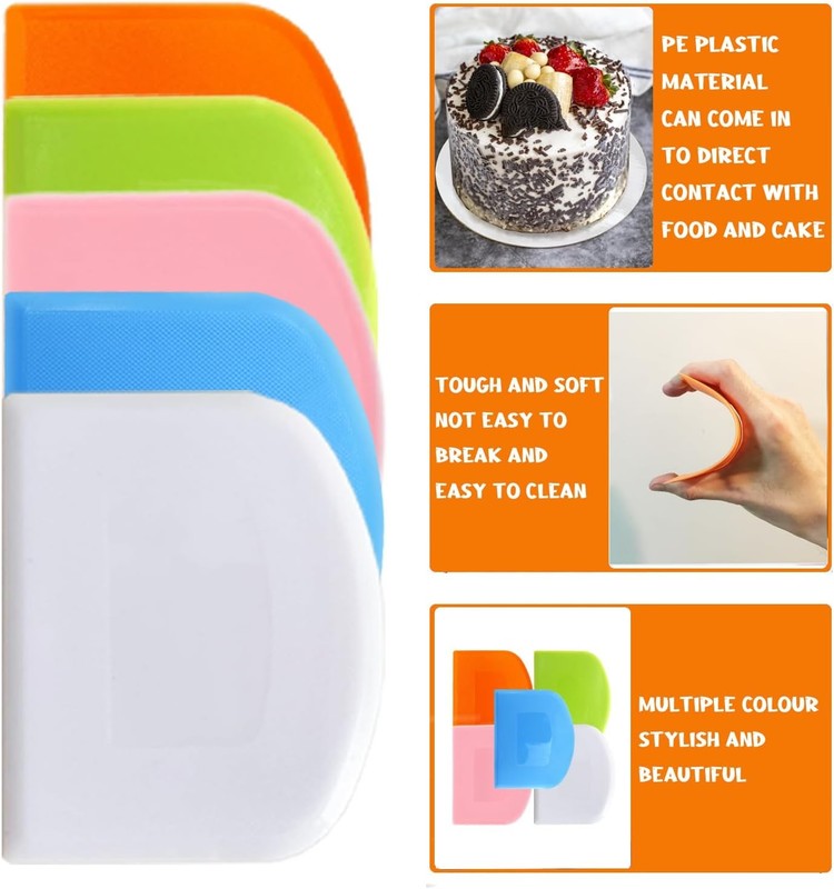 Dough Cutter Bench Scraper for Baking, 5 PCs BPA Free PE Plastic Flexible... gallery