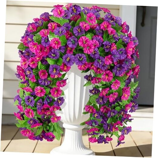 Artificial Fake Hanging Flowers Plants for Outdoor Violet Red Purple gallery