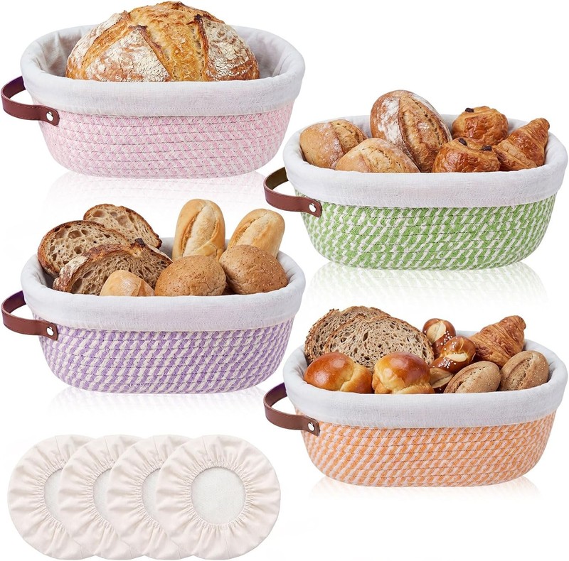 4 Pa Cotton Rope Banneton Bread Proofing Basket 10” Oval Banneton