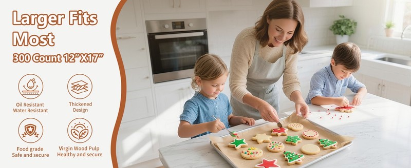 300 Pcs Parchment Paper Sheets, 12x17 Inches Unbleached Baking Paper, Non gallery