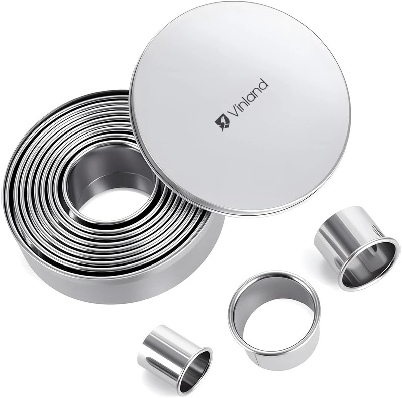 12-Piece Stainless Steel round Biscuit Cutter Set – 1/2/3/4/5 Inch Molds