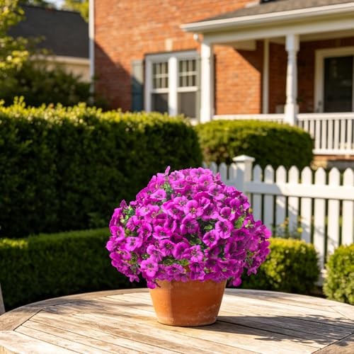 16 Bundles Artificial Pansy Flowers for Outdoors Fake Silk Flowers UV Fuchsia gallery