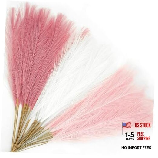 pcs Pink Faux Pampas Grass, 21.6in Fluffy 30 Pink & White & Light Pink