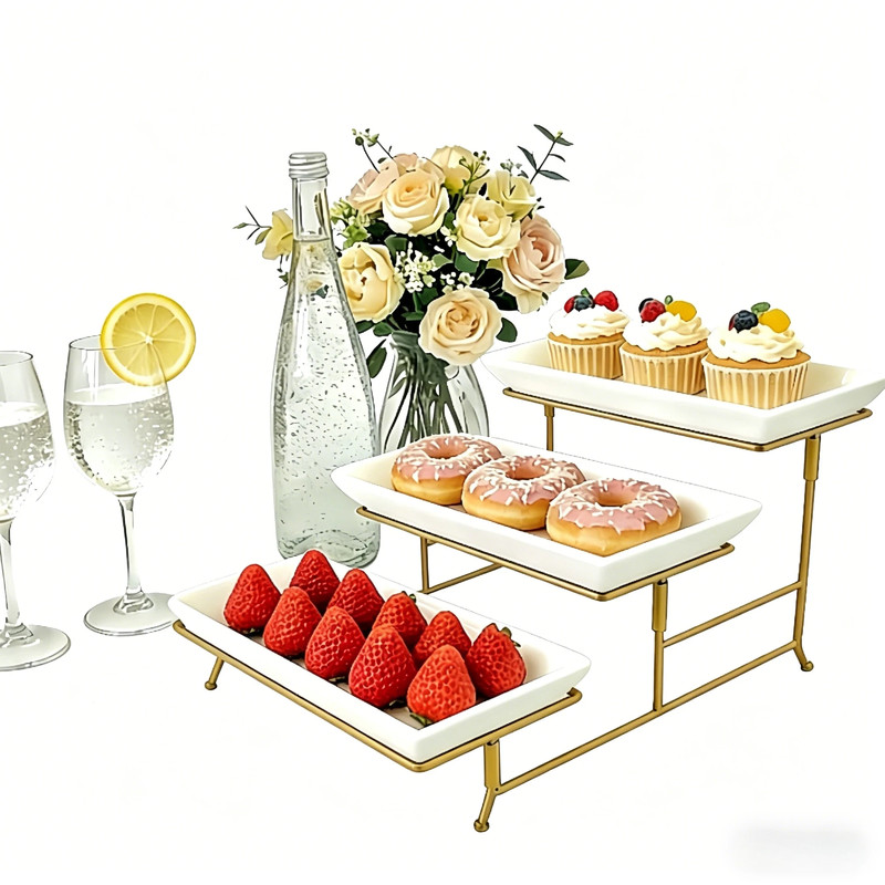 3-Tier Buffet Stand – Snack, Dessert, Cake & Fruit Display for Party/Banquet