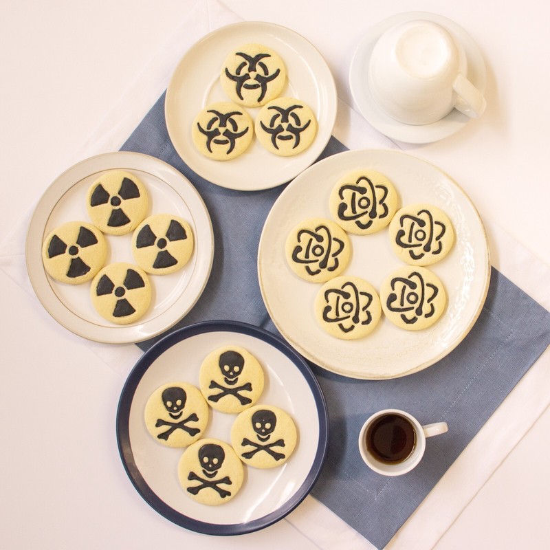 Set of 4 Science Symbol Cookie Cutters - Toxic Biohazard Radiation Atom teacher gallery