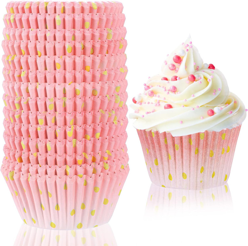 300 Count Pink Nonstick Cupcake Liners Baking Standard Cup Holder Rose Gold Pape