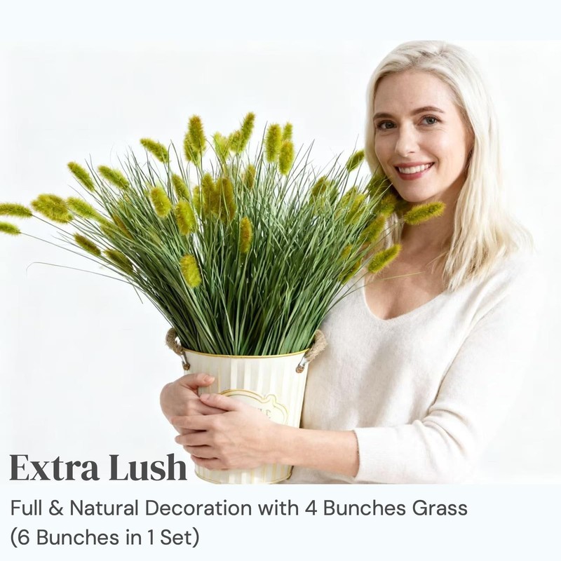 Gingobell 24 Inches Extra Lush Artificial Reed Grass 6Pcs Luxury Fake Plants 13 gallery