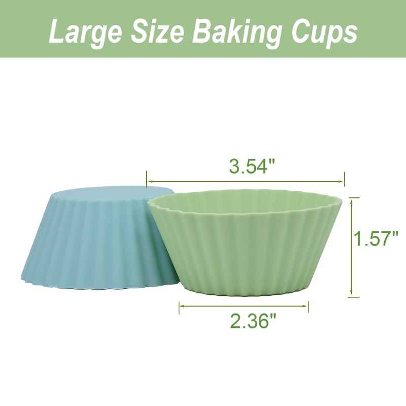 12 Pack Reusable Non Stick Jumbo Silicone Baking Cups Cupcake Muffin Liners gallery