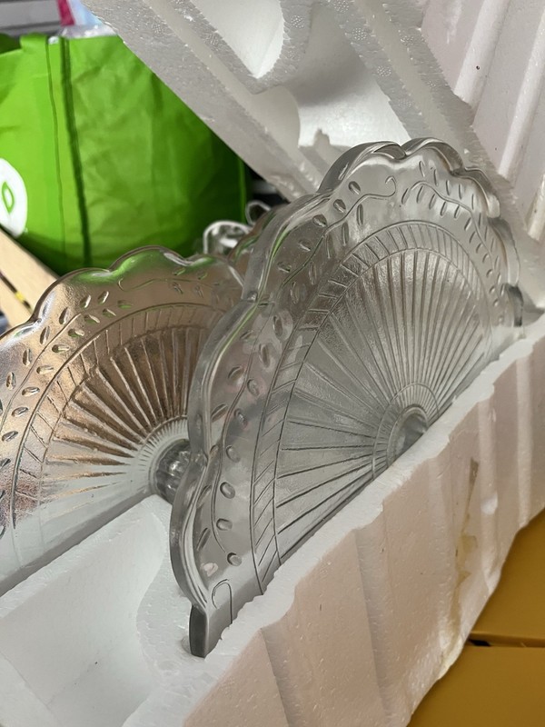 Set of 3 Clear Glass Round Cake Stand with Glossy Finish, 9”, 10” and 12” plates gallery