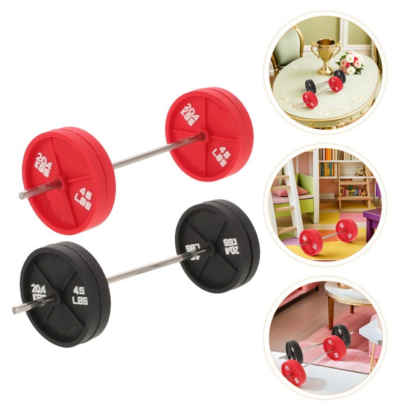 4 Pcs Dollhouse Workout Model Gym Ornament Barbell Modeling Prop Decoration gallery