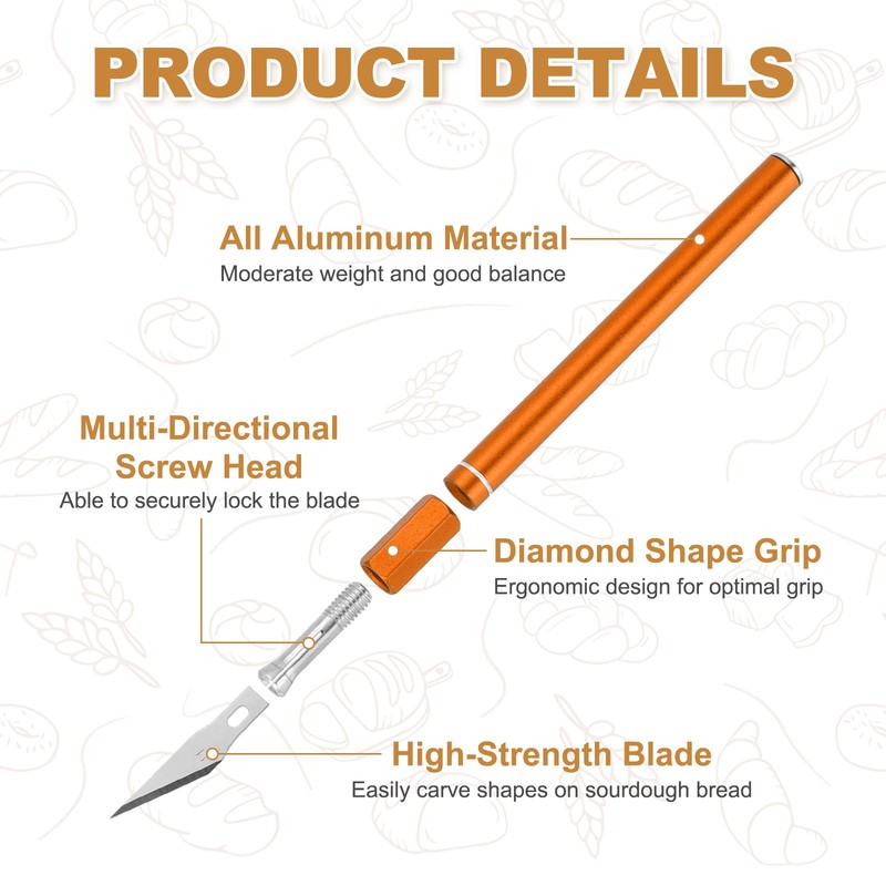 2 Pcs Bread Lame, Sourdough Scoring Tool with Ergonomic Handle, Orange gallery