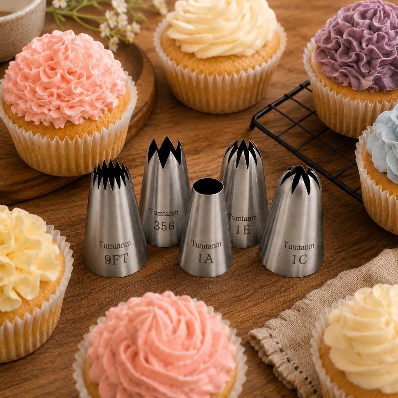 Piping tips large Cake Decorating tools, 5 pack Cake piping Nozzles Tips Kit ... gallery