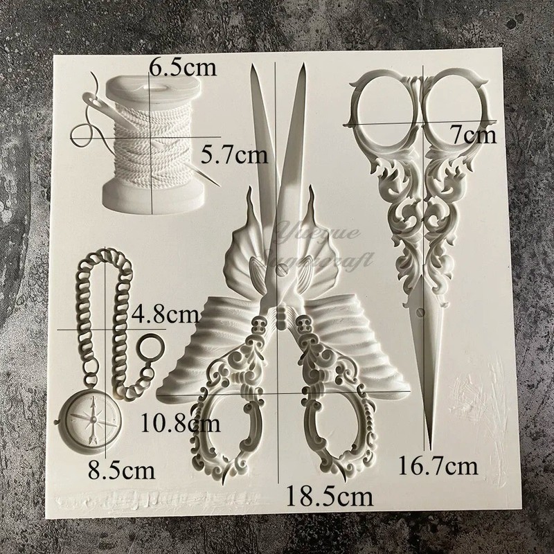 Scissors Silicone Mold Relief Epoxy Resin Plaster Fondant Sewing Set Mould gallery