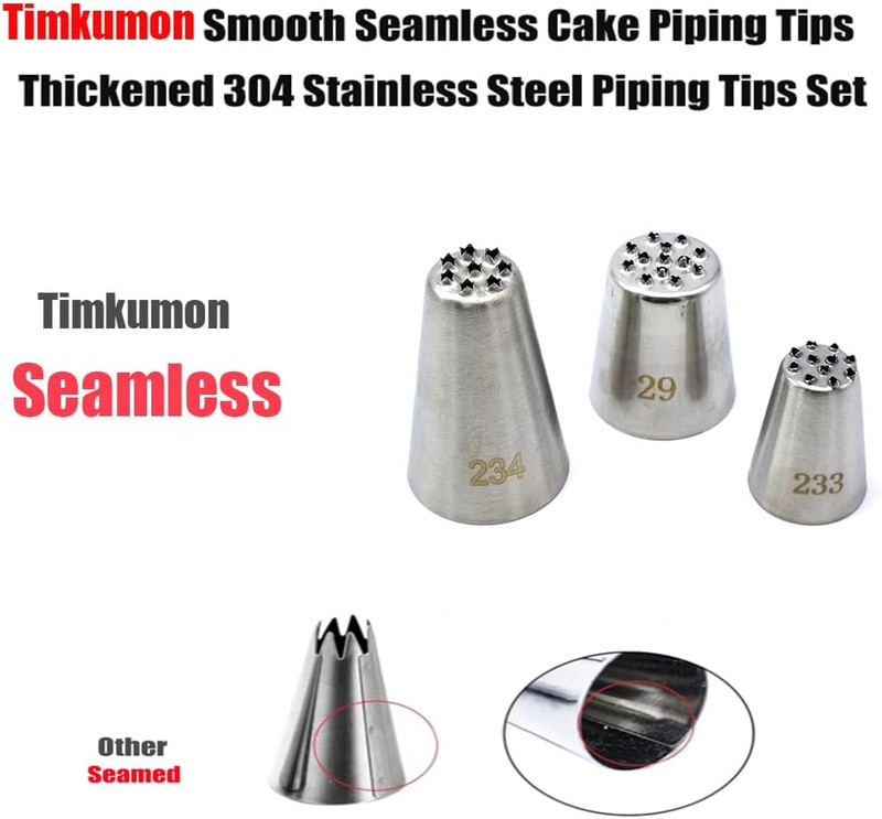 3 Pack Stainless Steel Seamless Piping Icing Tips 29 233 234, Large Grass Piping gallery