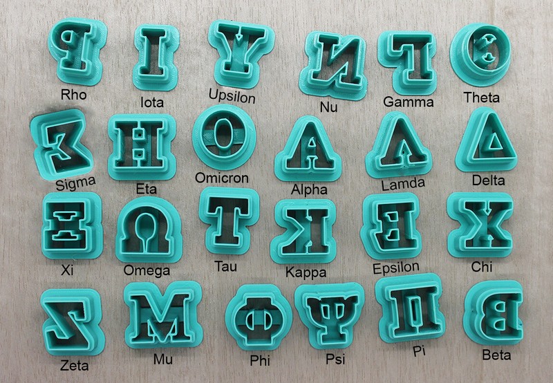 Greek Letter Cutter Set | Cookie, Fondant, Polymer Clay Earring and Foam Cutters gallery