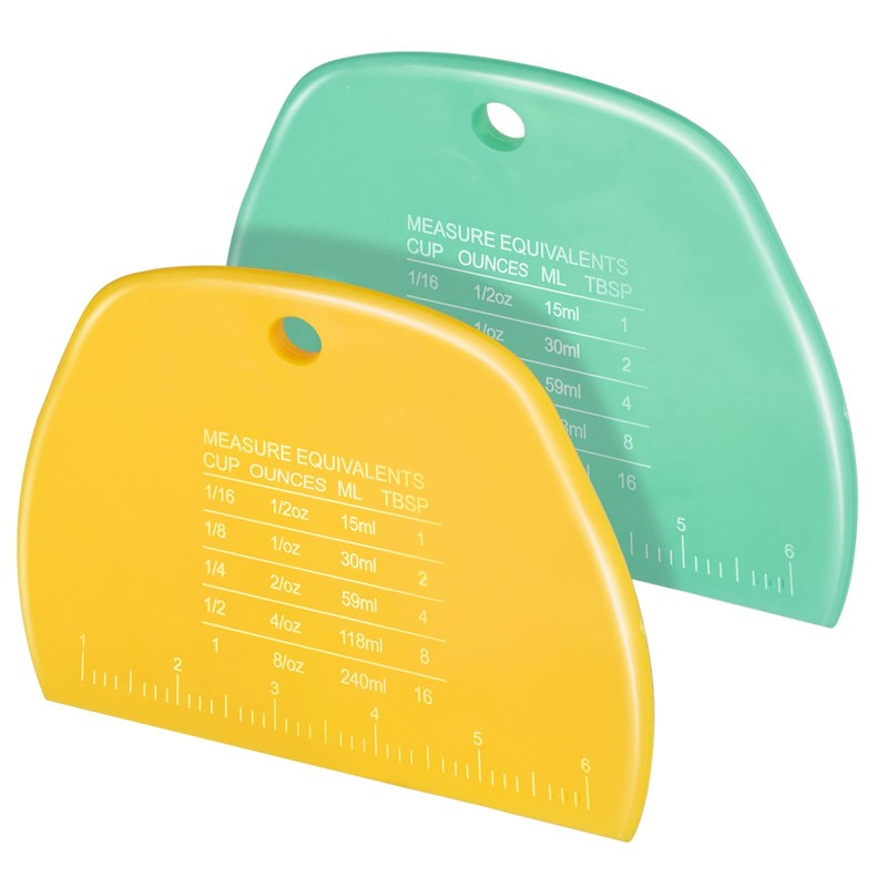 Teenitor 2 Pieces Dough Cutter, Bench Scraper Plastic, Green and yellow