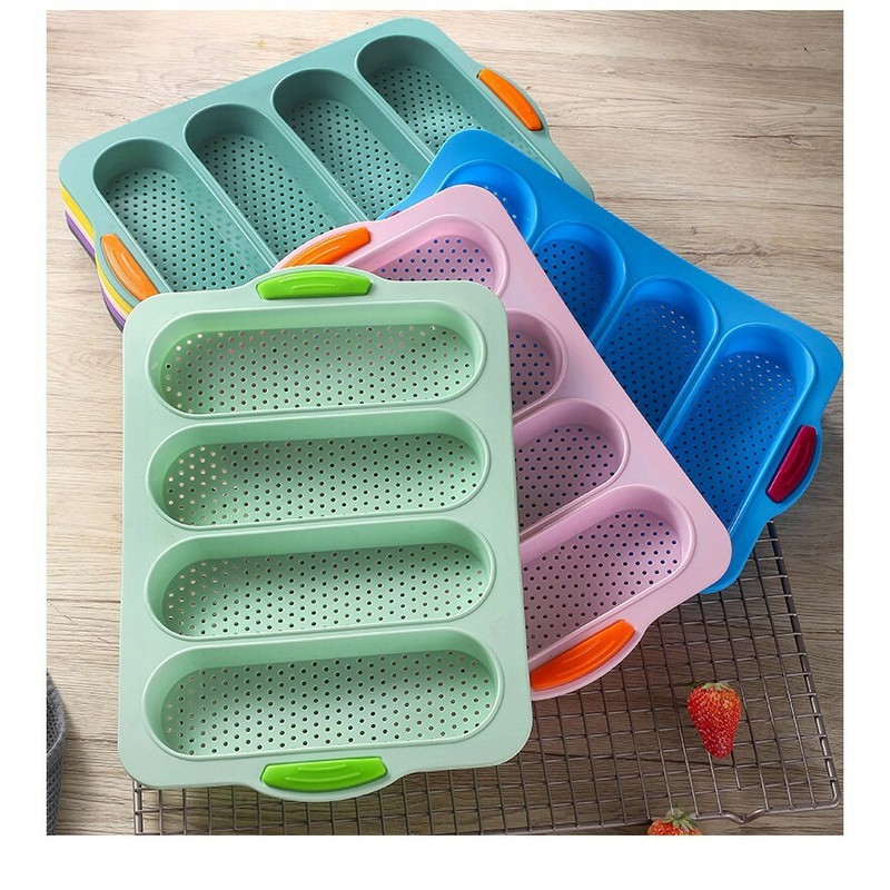 Food Grade Silicone 4Grid French Bread Mold Nonstick Bakeware Heat Resist X 2 gallery