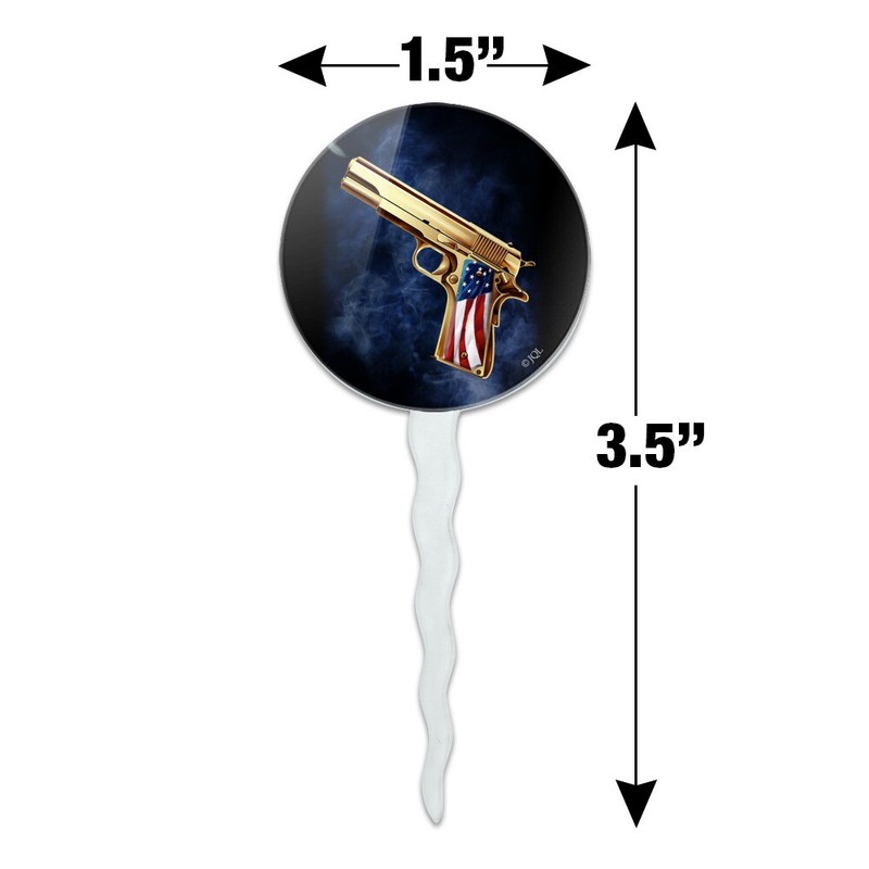 USA American Flag 2nd Amendment Golden Gun Cupcake Picks Toppers Set of 6 gallery