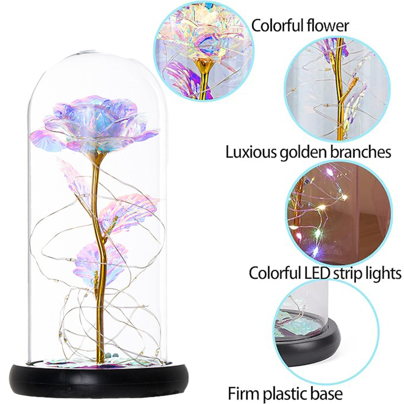 Eternal Forever Rose Flower In Glass Dome LED Light Valentine's Day Gift for Her gallery
