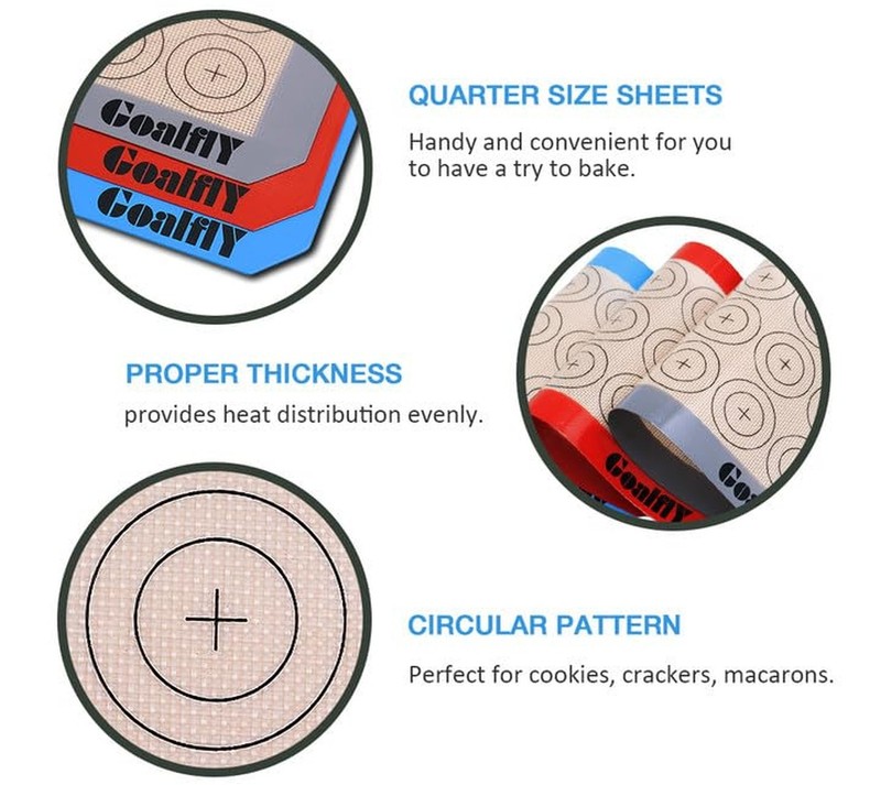 Small Macaron Silicone Baking Mat, 3 Pack Quarter Sheet Baking Mats (11.8 x 8... gallery